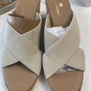 Tommy Bahama Cream Canvas Espadrille Slides